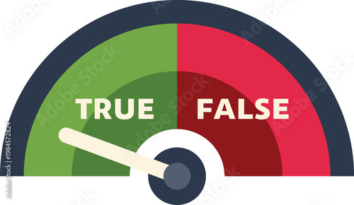 Gauge measuring accuracy, verification, or honesty, showing a true status