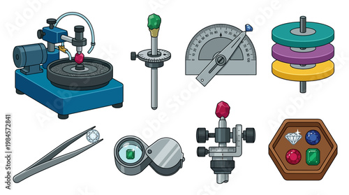 Jewelry tools for gemstone cutting and polishing with precision instruments