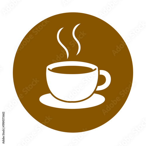 コーヒーカップの丸背景アイコン – カフェ・休憩
