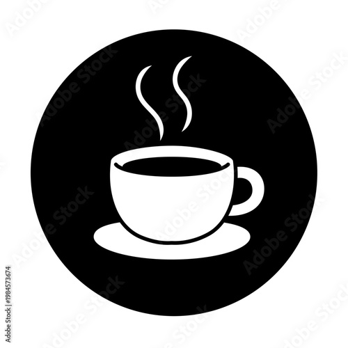 コーヒーカップの丸背景アイコン – カフェ・休憩