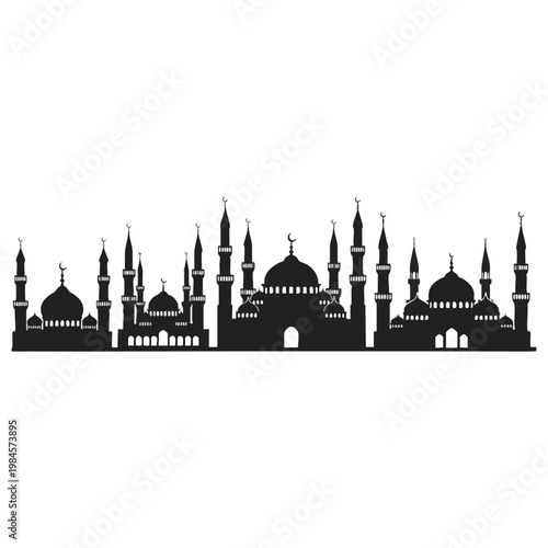 Silhouette of a Diverse City Skyline with Majestic Architectural Structures