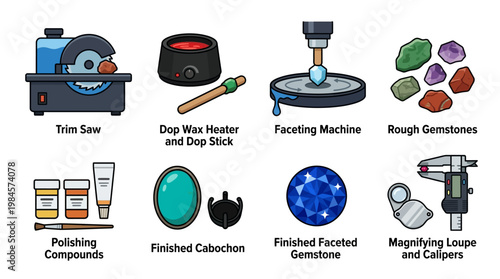 Jewelry making tools for gemstone cutting and polishing process