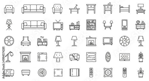 Collection of hand-drawn furniture and home decor sketches.