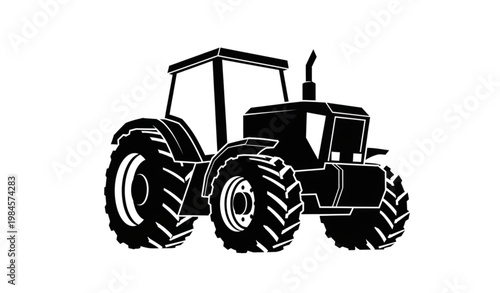 Geometric tractor silhouette modern farm machinery agriculture logo vector design