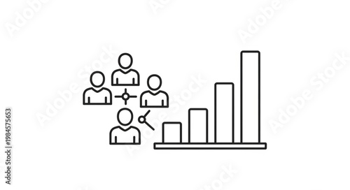 Business growth chart with connected people icons representing teamwork.