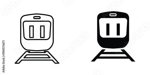 Comparison of an empty and occupied tram front view illustration