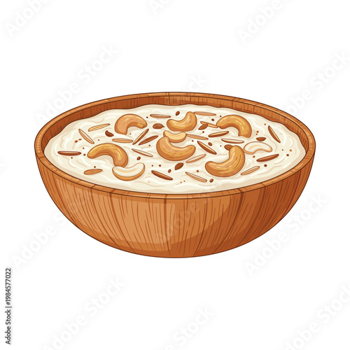 Bowl of creamy dessert with cashews and almonds nuts
