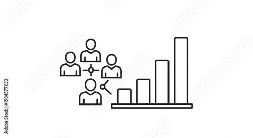 Business growth chart with connected people icons representing teamwork.