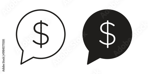 Comment dollar icon graphic vectors for website design