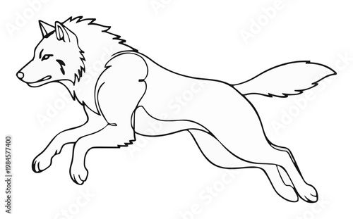 Minimalist Maned Wolf Line Art Vector Icon. Generative AI