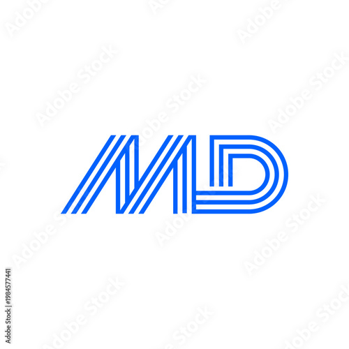 Modern MD monogram logo built from clean geometric lines and bold blue strokes. Sleek and minimal, it conveys innovation and professionalism—ideal for tech, corporate, and startup branding.