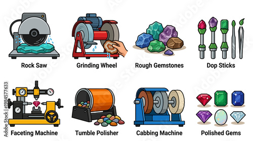 Gemstone cutting and polishing equipment for lapidary work and jewelry making