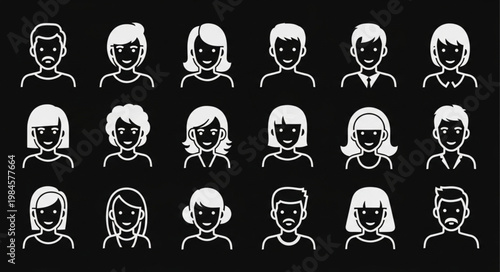Diverse Group of People Avatars Representing Different Individuals.