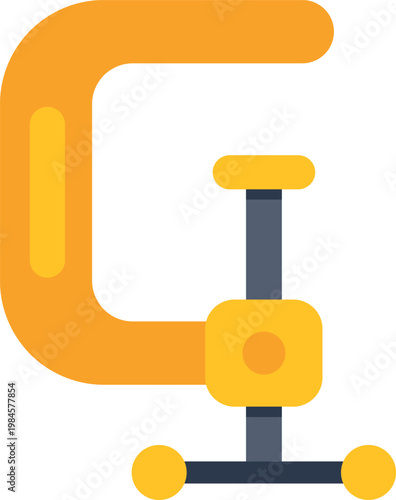 C clamp tool gripping hardware equipment on a white background
