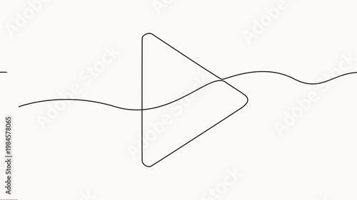 Animation of a single line drawing of a play button. Continuous contour movement of a play button, a minimalist and modern motion graphic, Continuous video with one line.