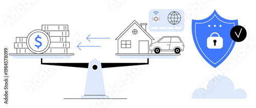 Digital security concept. Digital security protects transactions, assets, and personal data. Digital security ensures safe payments and safeguards financial and sensitive information. Ideal