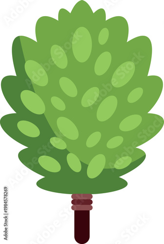 Birch whisk icon with green leaves and a brown handle on white