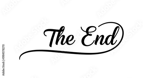 The End Text in Simple Elegant Script for Final Screen on Isolated White Background