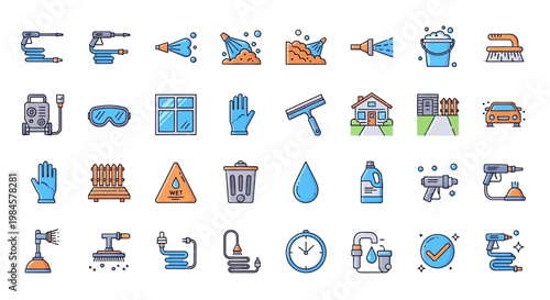 Collection of various work tools icons.