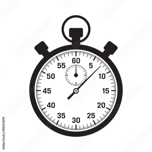 A black stopwatch graphic displaying a time reading of approximately eight seconds