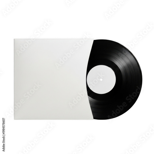 Black vinyl record with a portion cut out revealing inner layers isolated on transparent background