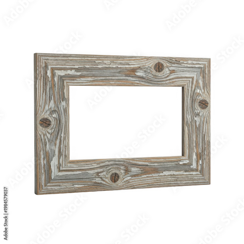 Elegant ornate picture frame with intricate carved details and floral motifs isolated on transparent background