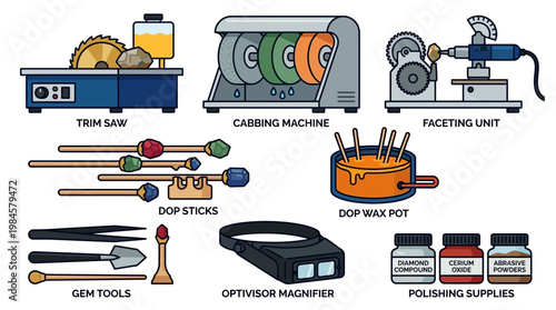 Gemstone cutting and polishing tools for lapidary work and jewelry making