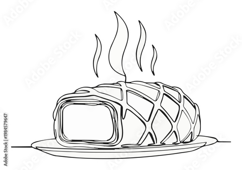 Minimalist Line Art Beef Wellington Vector Icon. Generative AI