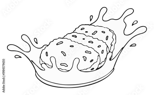 Minimalist Line Art Crispy Hash Browns Vector Icon. Generative AI