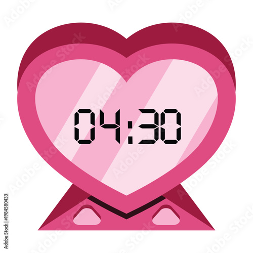 Pink heart shaped digital watch face.