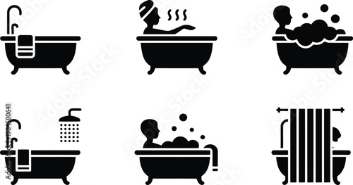 Silhouette of a person enjoying a hot steam bath in a vintage style bathtub