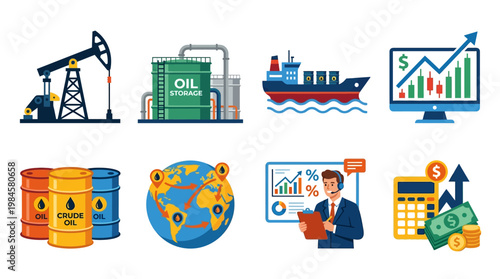 Oil industry and crude oil business with global trade and financial growth