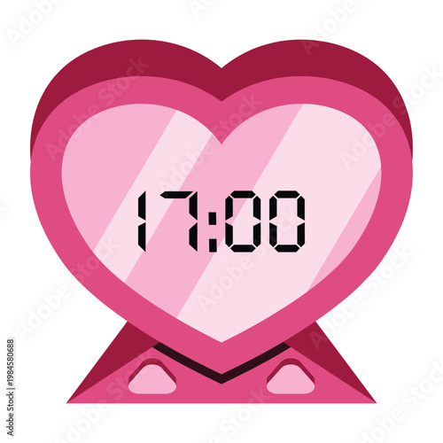Digital heart shaped clock display.