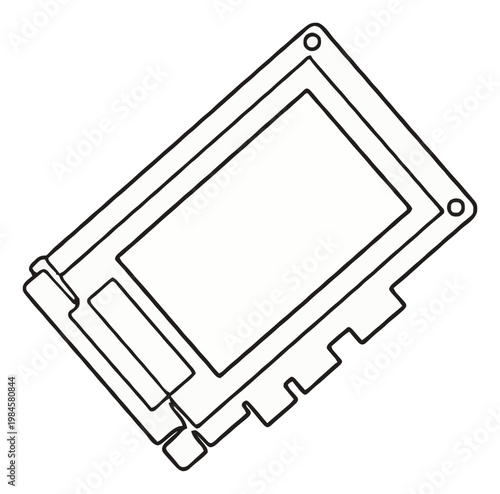 Minimalist Capture Card Line-Art Vector Icon. Generative AI