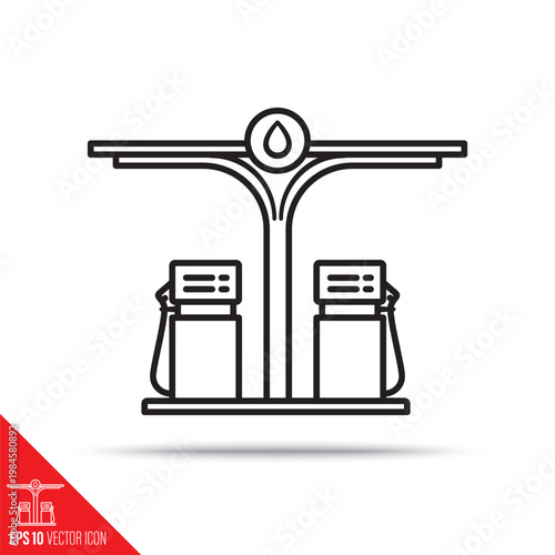 Gas station line icon vector illustration. Petrol supply building symbol.