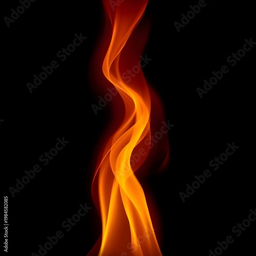A vibrant flame burns brightly against a dark background