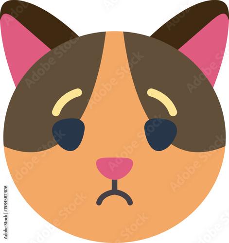 Sad cat emoji showing tears and a frown on a white background