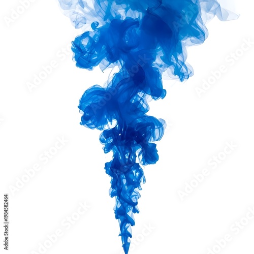 A vibrant blue ink cloud suspended in water, creating a mesmerizing abstract pattern