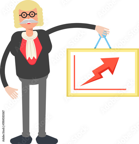 Obraz na plátně Judge Character Holding Arrow Chart