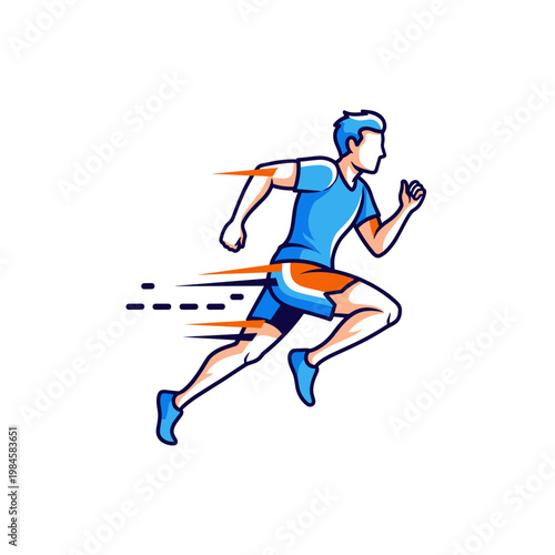 Man sprinting in athletic wear with speed effect illustration