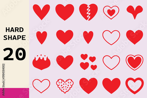 A collection of pixelated red hearts in various styles and conditions
