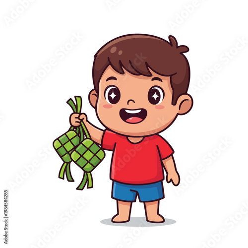 Cute Toddler Boy Celebrating with Gift Box in Bright Clothing