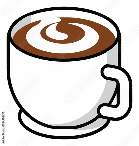 Minimalist Isometric Cappuccino Mug Line Art Icon. Generative AI