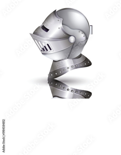 Golden and silver knight armor piece for historical costume vector