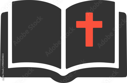 Open Book With Cross Icon