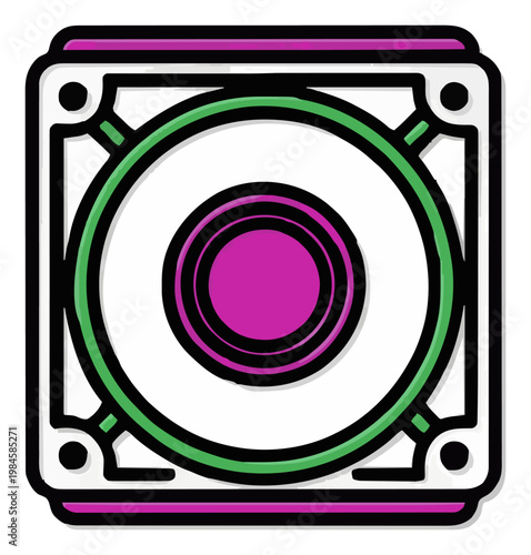 Minimalist Line Art Subwoofer Sound Icon. Generative AI