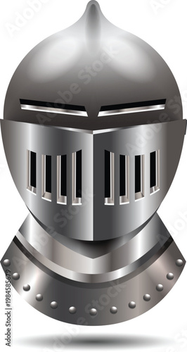 Shiny steel warrior helmet with brass accents and cross vector