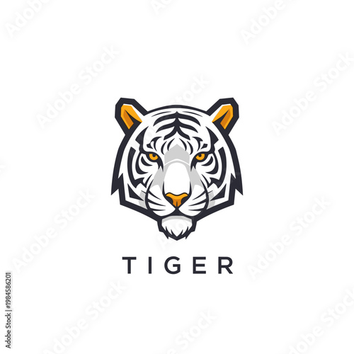Modern stylized tiger head logo design on white background