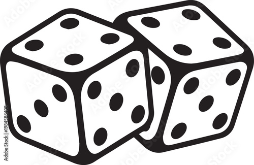 A pair of dice, isolated on a clean canvas, showcase the inherent randomness and chance associated with decision-making and gambling.