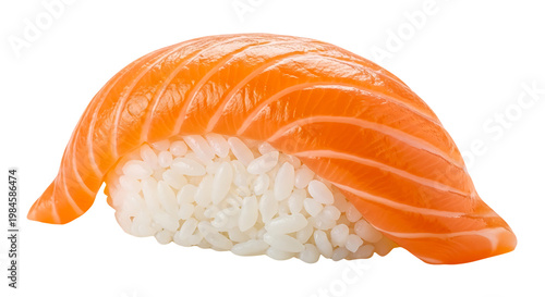 Delicious salmon nigiri sushi with white rice, a Japanese culinary delight perfect for any meal